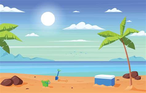 fondo de paisaje de dibujos animados de playa  vector en vecteezy