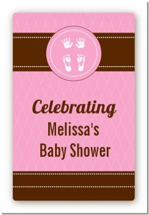 baby feet pitter patter pink custom large rectangle baby shower stickerlabels