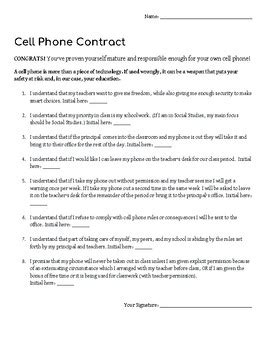 cell phone contract  myrapunzal teachers pay teachers