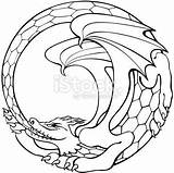 Ouroboros Coloring Designlooter Circles Eternal Infinity Snake Alchemy Return Dragon sketch template