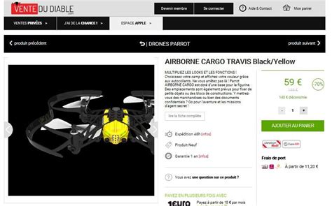 vente privee drone parrot airborne cargo travis   euros le blog bon plan mobile bon plan