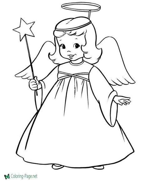 girl angel christmas coloring page
