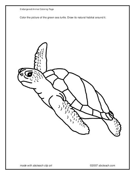 endangered animal coloring page worksheet  pre   grade