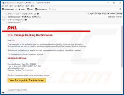 dhl package tracking confirmation email scam removal  recovery