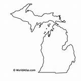 Outline Michigan Map Maps Mi State Blank Atlas Print Coloring Popular States Gif Lakes Worldatlas sketch template