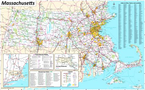 Massachusetts County Town Map