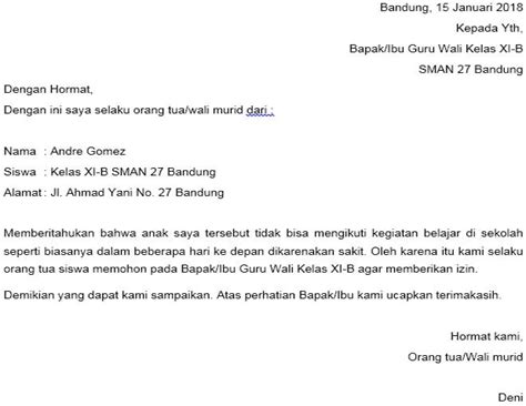 Contoh Surat Sakit Sekolah Smp Suratmenyurat Net Bertemuco