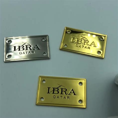 wholesale custom metal logo plate for handbags engraved brand logo tag