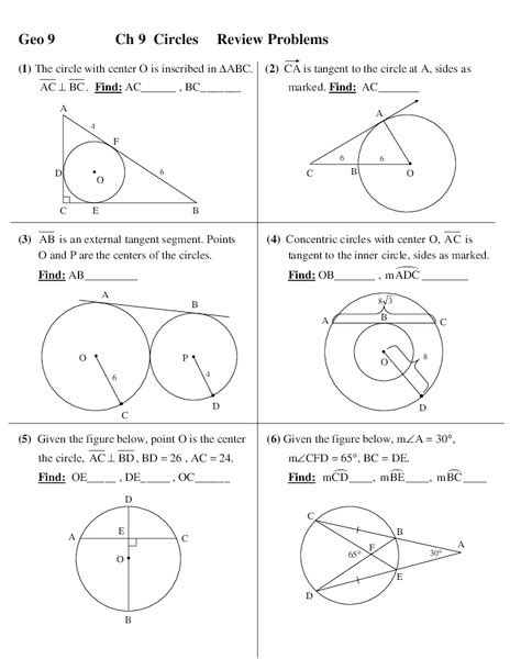 Circles Worksheet For 10th Grade Lesson Planet