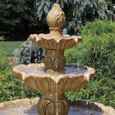 sunnydaze classic tulip  tiered outdoor water fountain garden stone   tall