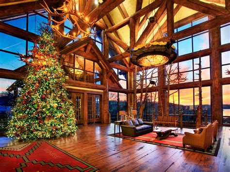 pin  kelly  mountain retreat cabin christmas log cabin christmas log home decorating