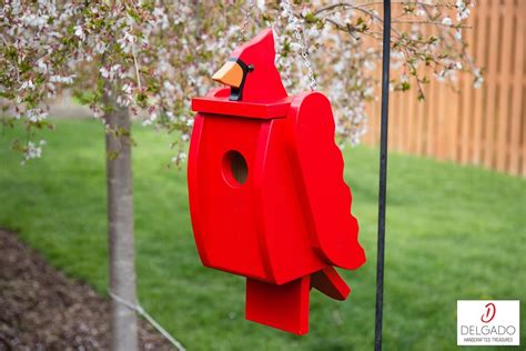 cardinal birdhouse hand painted handmade nesting box etsy bird house bird houses unique