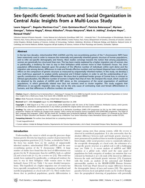 Pdf Sex Specific Genetic Structure And Social