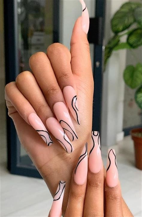 25 Elegant Acrylic Pink Coffin Nails Design Art For Nude Gel Nails