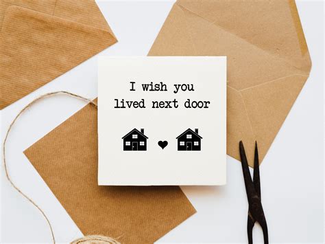 I Wish You Lived Next Door Card Upbeat Card Card For Her Etsy Uk