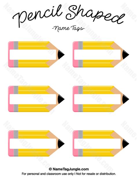 printable pencil shaped  tags  template