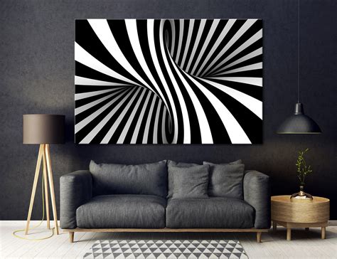 contemporary black white wall art illusion art abstract wall etsy