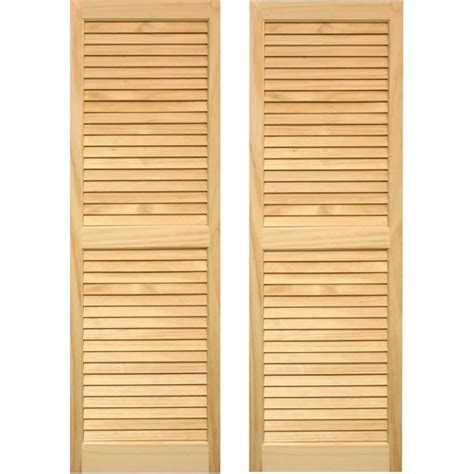 shop pinecroft  pack unfinished louvered wood exterior shutters common      actual