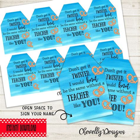 pretzel teacher appreciation gift tags printable digital etsy