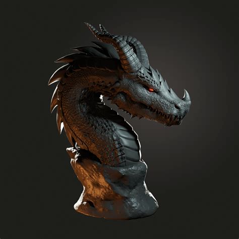 artstation realistic dragon bust