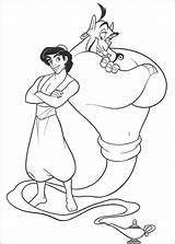 Aladdin Coloring Pages Genie Printable Kids sketch template
