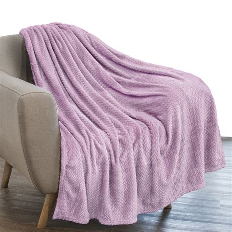 pavilia luxury flannel fleece blanket throw lavender purple soft