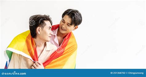 Guys Spend Time Together At Home Portrait Of Happy Asian Gay Couple
