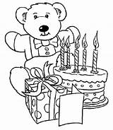 Birthday Coloring Happy Cake Bear Teddy Pages Bears Present 4th Printable Kids Print Colouring Color Getcolorings Size Sheets Cards Prese sketch template