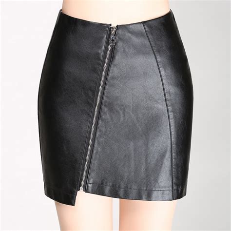 A Line Pu Leather Skirt Women High Waist Short Mini Skirts Womens 2017