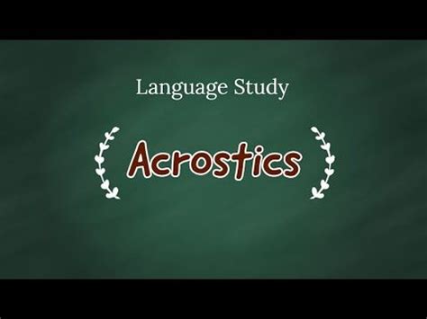 acrostics youtube   acrostic learning stations language study