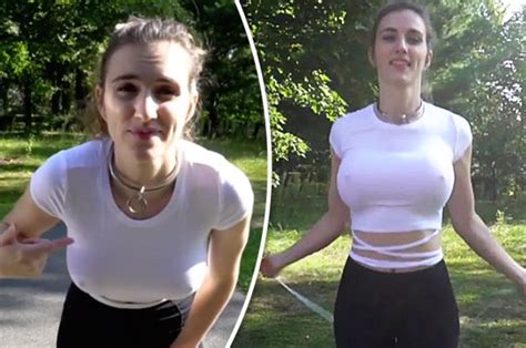 model flashes boobs in extreme braless workout video daily star