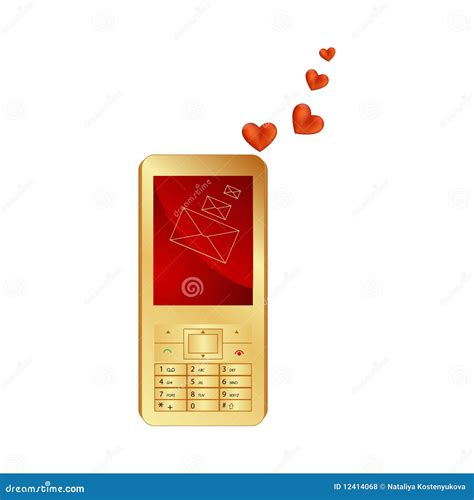 phone  hearts stock vector illustration  electronic