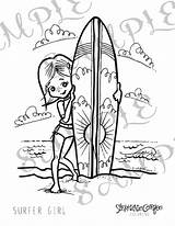 Coloring Girl Surfer Etsy Instant Digital Gemerkt Von Listing Mädchen sketch template