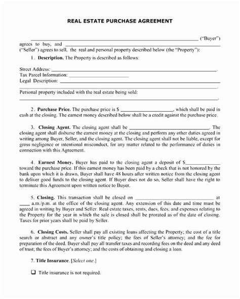 land purchase agreement form  fresh real estate purchase agreement