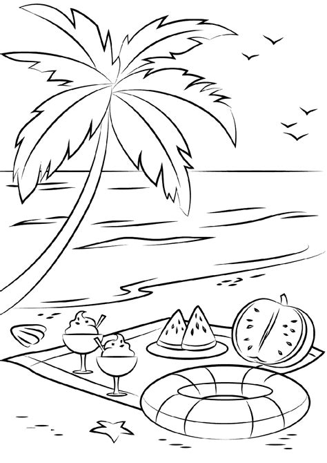 coloring pages summer beach summer beach coloring page wallgz