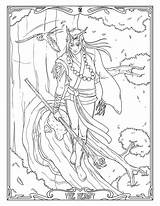 Coloring Pages Tarot Card Druid Elf Printable Adult Hermit Fantasy Dark Choose Board Fairy Book Getcolorings sketch template