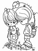 Coloring Pages Precious Moments Teamwork Friends Library Clipart Sheets Valentine sketch template
