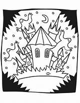 Coloring Haunted House Castle Library Clipart sketch template