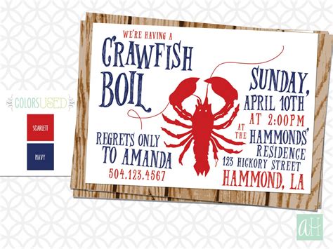 printable crawfish boil invitation customize southern