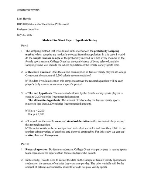 short paper hypothesis testing hypothesis testing linh huynh ihp