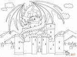 Coloring Dragon Castle Pages Printable Castles Drawing Paper Supercoloring Categories sketch template
