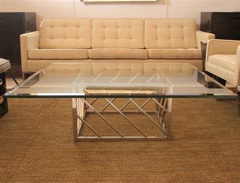 Large Chrome And Glass Coffee Table At 1stdibs