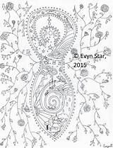 Pagan Coloring Goddess Instant Printable sketch template