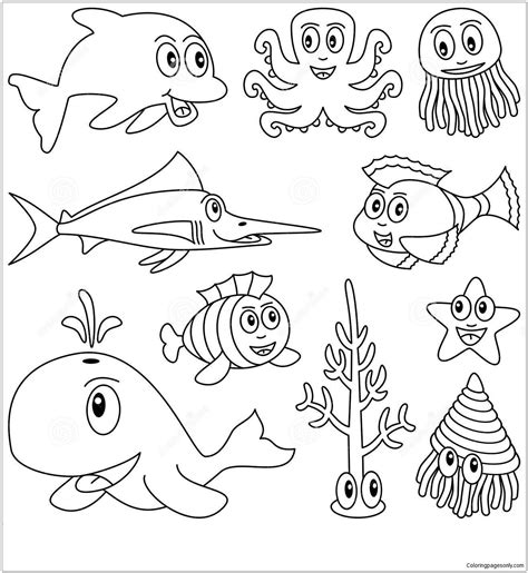 ocean animals coloring pages    page  sketch coloring page