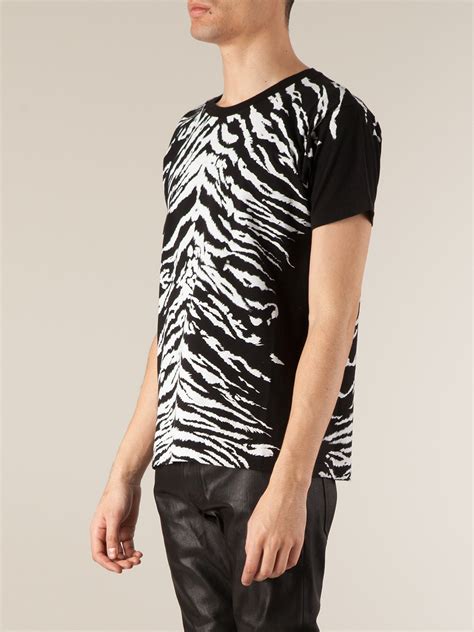 lyst saint laurent zebra print tshirt in black for men