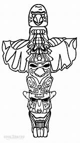 Totem Pole Coloring Pages Drawing Poles Wolf American Printable Native Easy Northwest Pacific Kids Eagle Owl Cool2bkids Template Faces Sketch sketch template