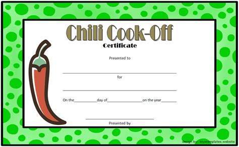 chili cook  certificate templates   designs