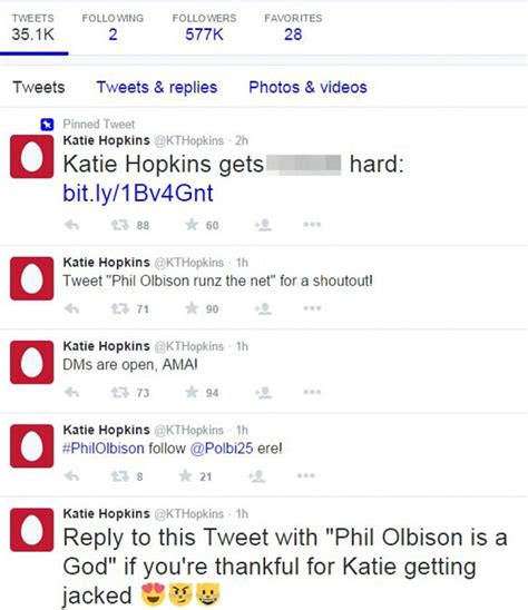 katie hopkins twitter account is attacked by hackers with