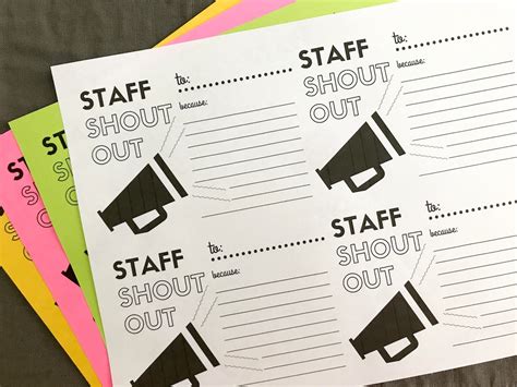 printable employee shout  cards minimalist blank printable
