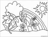 Coloring Rainbow Butterfly Flower Spring Pages Preschool Garden Easy Color Toddlers Print Printable Nature Getcolorings Getdrawings Craft Butterfl sketch template